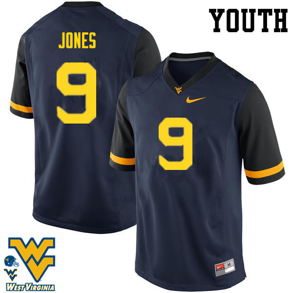 NCAA Youth Adam Jones West Virginia Mountaineers Navy #9 Nike Stitched Football College Authentic Jersey TH23C07GC